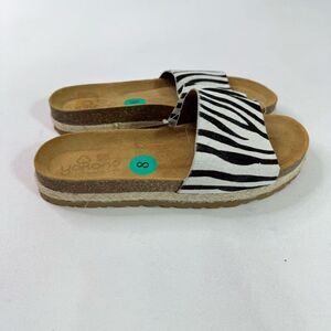 YOKONO Sandals Shoes Wpomens 8 Tava Zebra Print Leather Slip On Casual